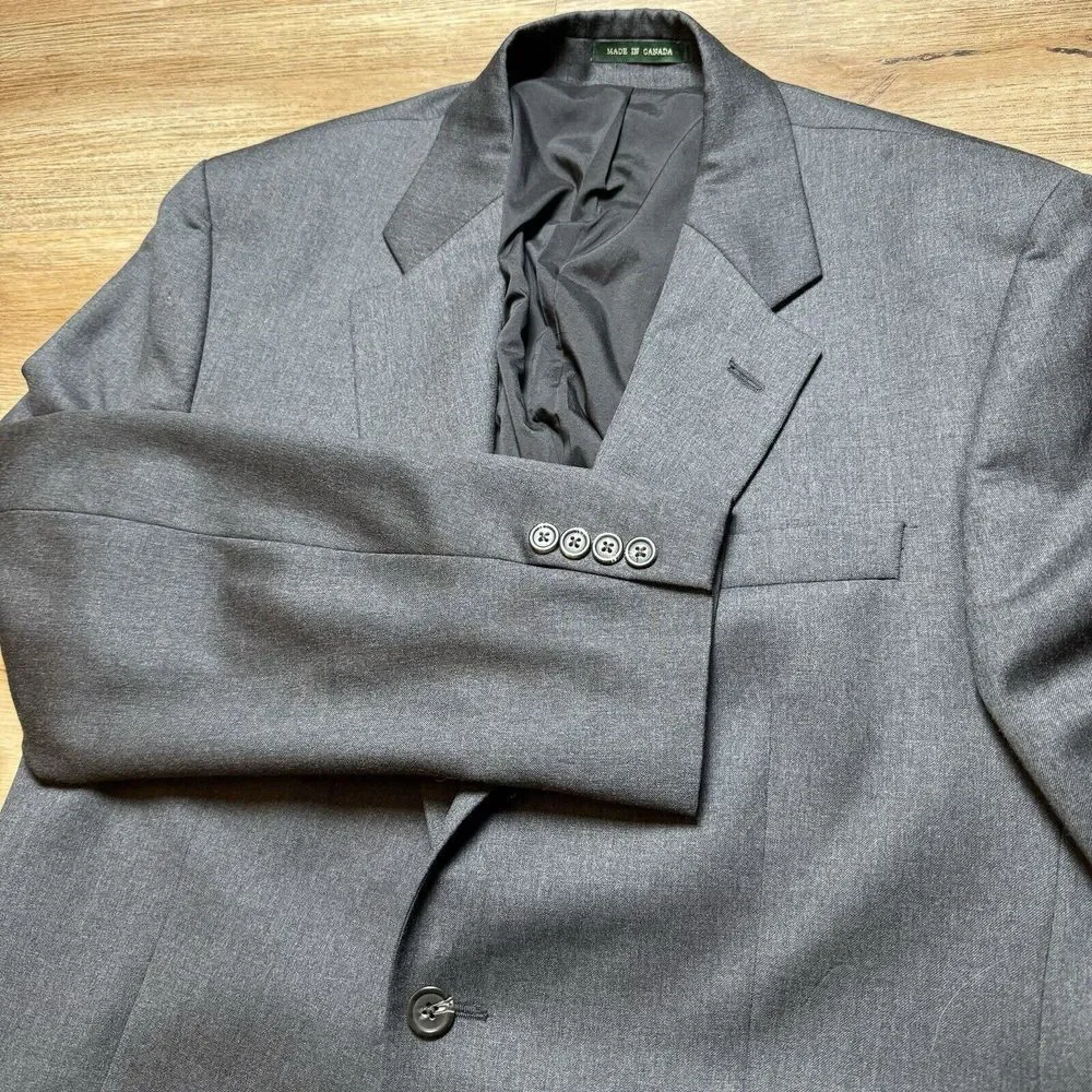 Lauren Ralph Lauren Blazer Jacket Men 42L Gray Pure Wool Lord Taylor Canada Made